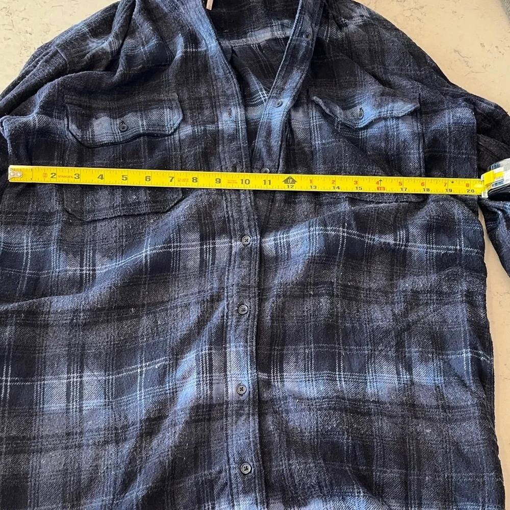 Free People Navy Plaid Shirt Jacket